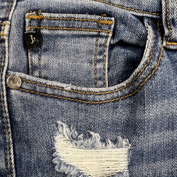 Judy Blue Mid Rise Skinny Fit Distressed Jeans Leopard Insets 8265MD Size 5/27 - Picture 6 of 14